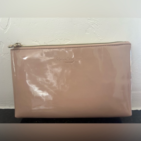 Salvatore Ferragamo Handbags - Salvatore Ferragamo Parfums Faux Patent Leather Pale Rose 9x6 Cosmetic Bag